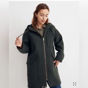 Madewell Lynnford Coat in Insuluxe Wool Heather Dark Pine Green Winter Peacoat